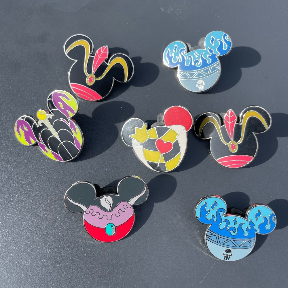 Disney Villains Mickey Mouse Ear Pin Collection - Red, Yellow, Blue, Black
